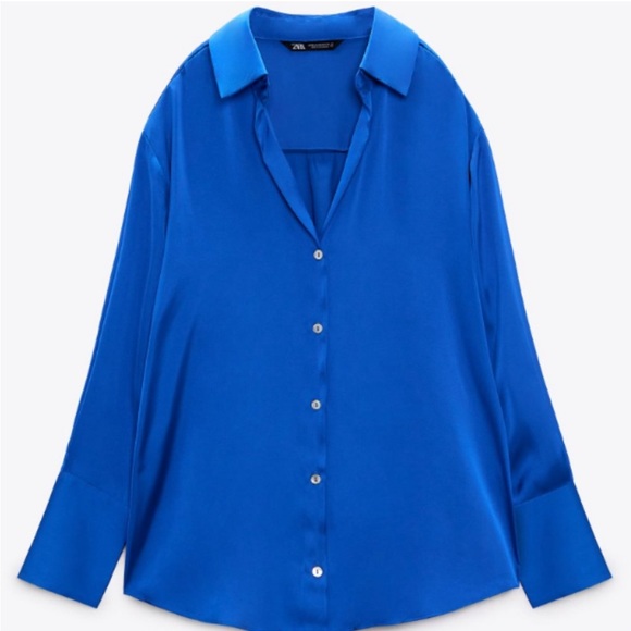 Zara Tops Zara Satin Button Down Shirt Poshmark